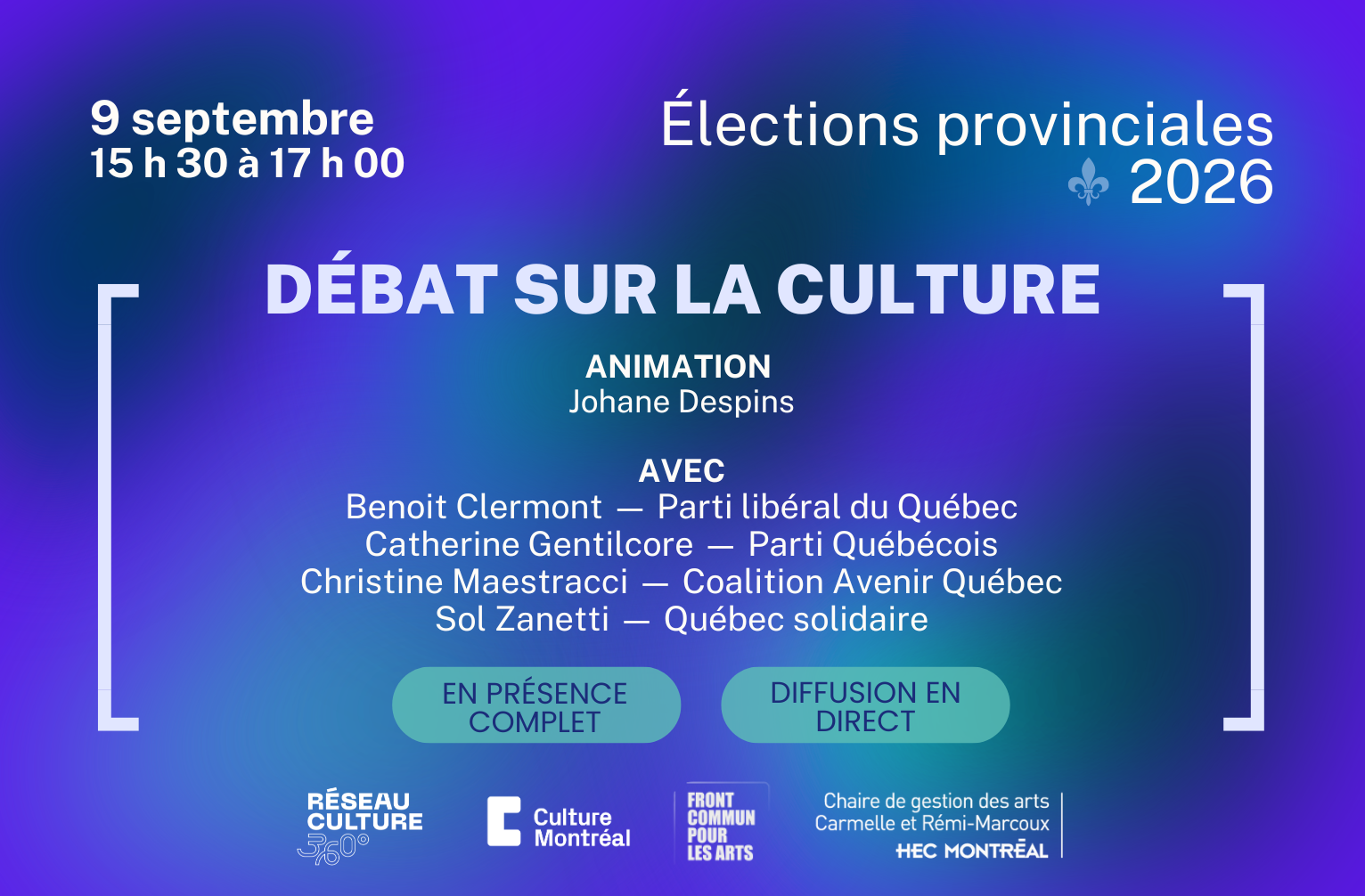 INVITATION / Débat sur la culture : élections provinciales 2026